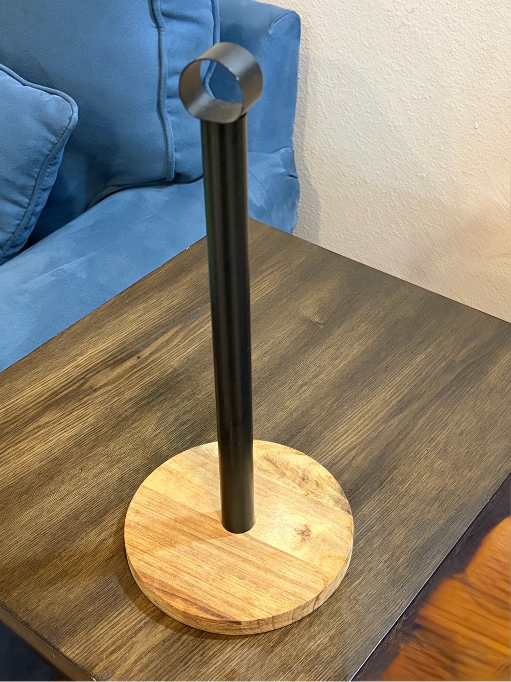 Black Metal & Wood Paper Towel Holder, 12.5'